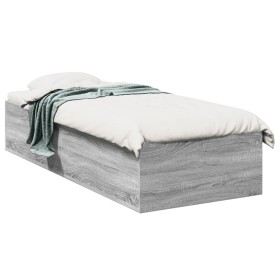 Estructura de cama madera de ingeniería gris Sonoma 90x200