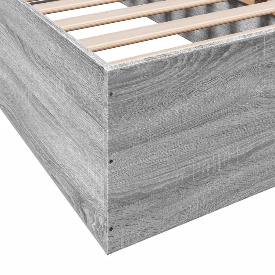 Estructura de cama madera de ingeniería gris Sonoma 90x200