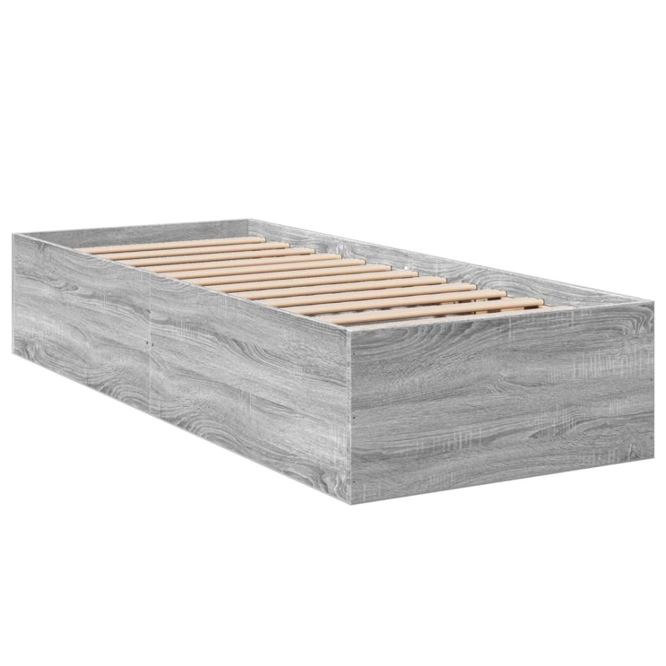 Estructura de cama madera de ingeniería gris Sonoma 90x190