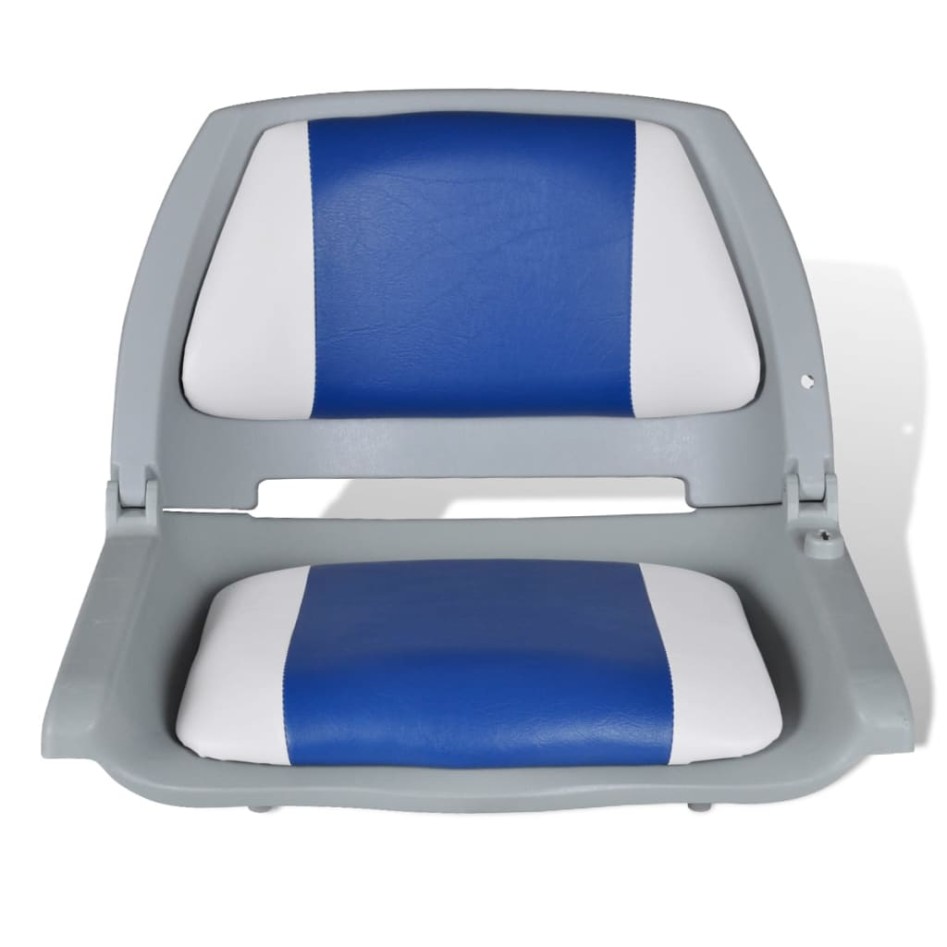 Asiento de barco respaldo plegable cojín azul blanco