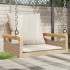 Banco columpio con cojines ratán sintético beige 63x62x40