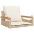 Banco columpio con cojines ratán sintético beige 63x62x40