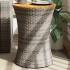 Mesa de jardín en forma de tambor ratán sintético y madera