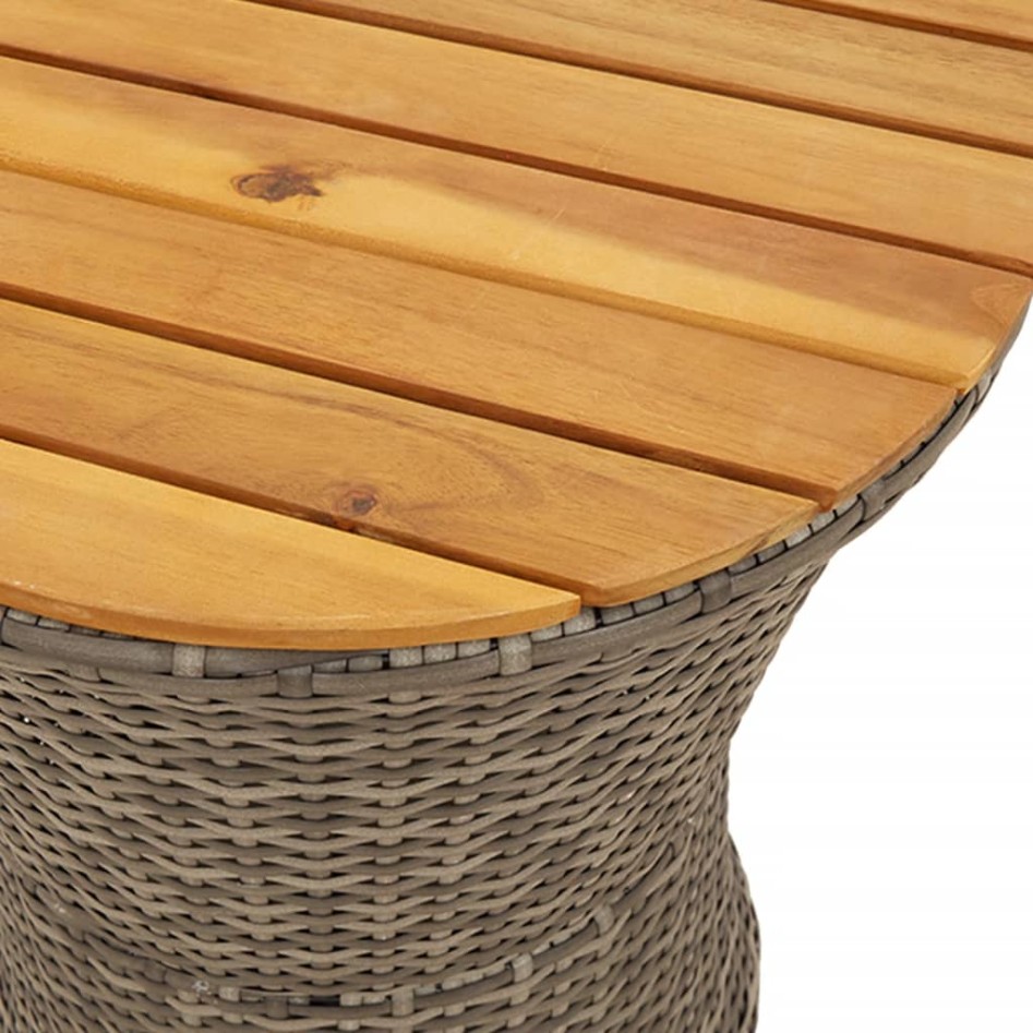 Mesa de jardín en forma de tambor ratán sintético y madera