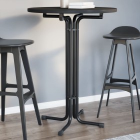 Mesa alta de comedor madera ingeniería y acero negro Ø80x110