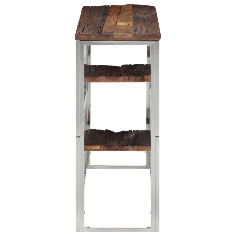 Mesa consola acero inoxidable madera maciza traviesa