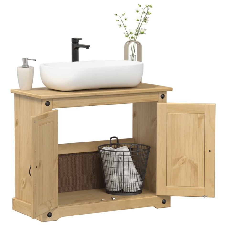 Mueble de lavabo de baño Corona madera maciza pino 73x33x60