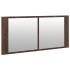 Armario de baño con espejo y luz LED marrón roble 100x12x45