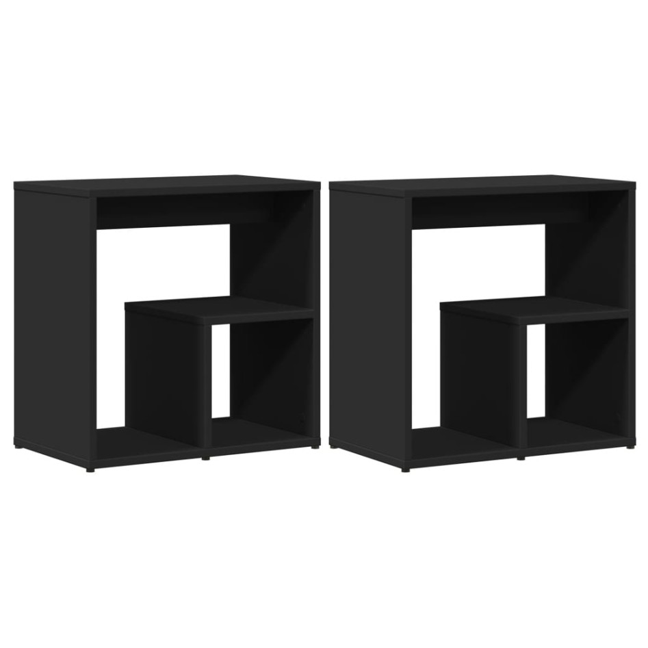 Mesas auxiliares 2 uds madera de ingeniería negro 50x30x50