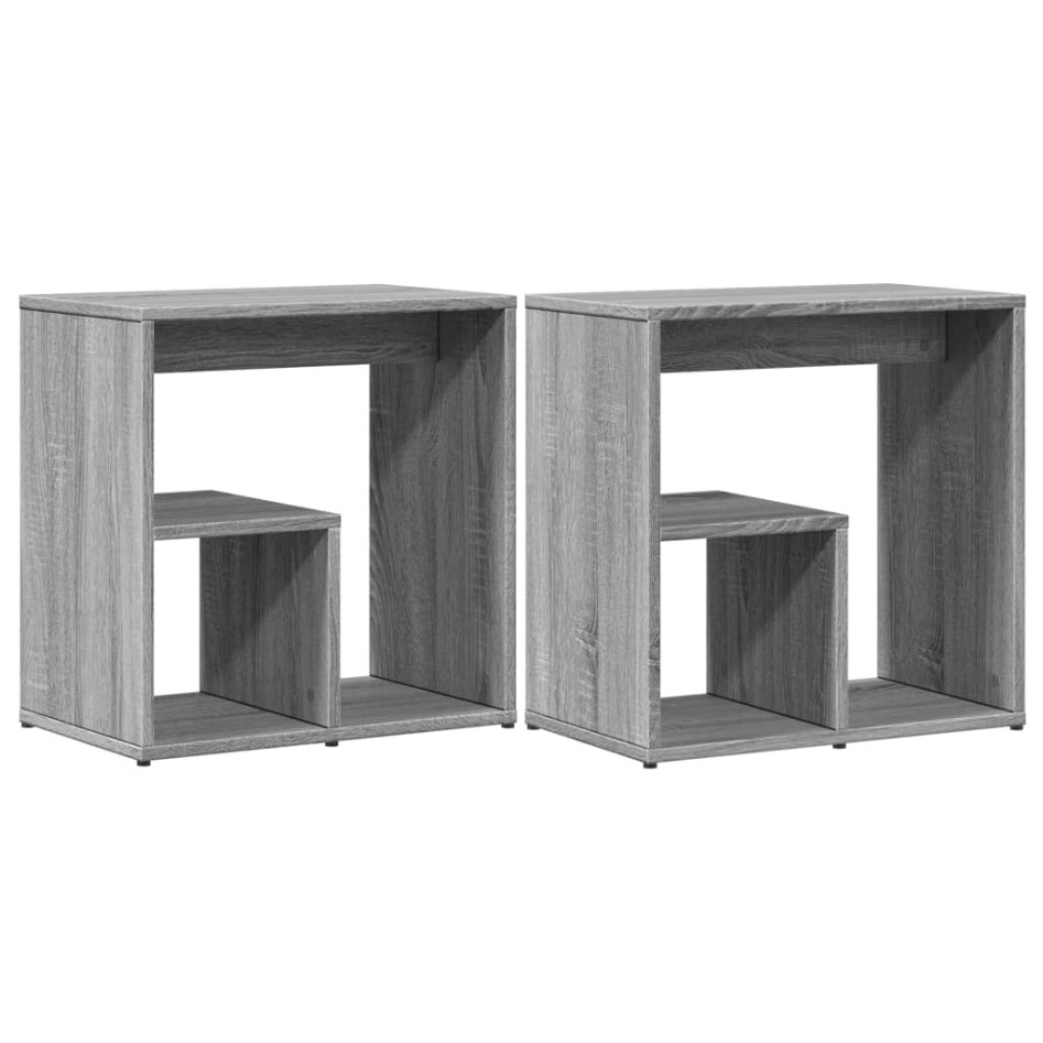 Mesa auxiliar 2 uds madera ingeniería gris Sonoma 50x30x50