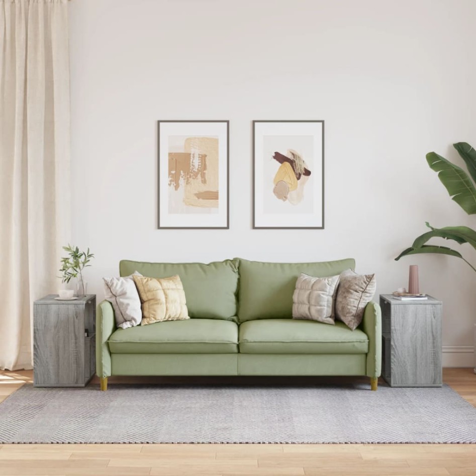 Mesa auxiliar 2 uds madera ingeniería gris Sonoma 50x30x50