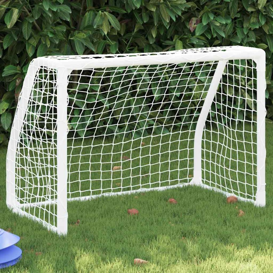 Porterías fútbol niños y balón 2 uds metal blanco 64x35x48
