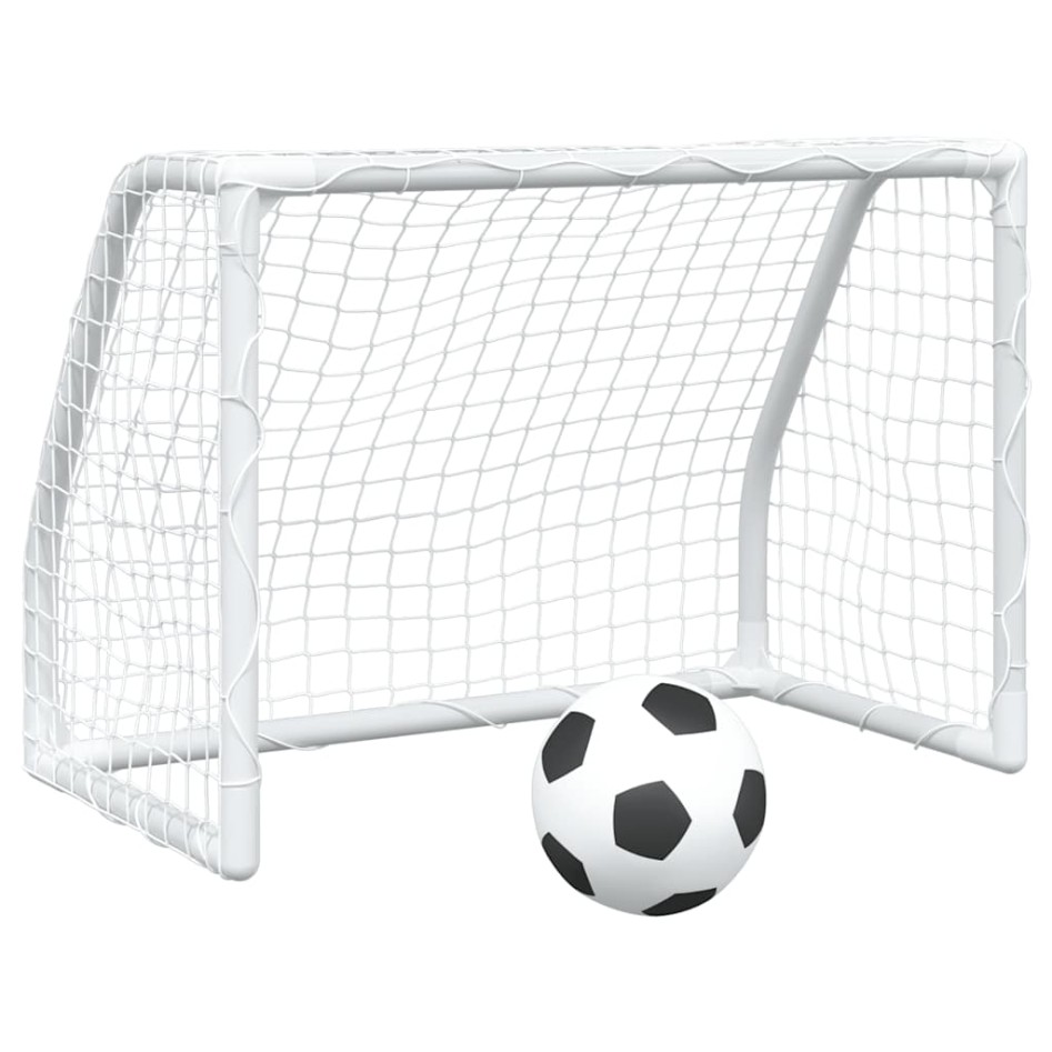 Porterías fútbol niños y balón 2 uds metal blanco 64x35x48