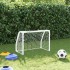 Porterías fútbol niños y balón 2 uds metal blanco 64x35x48