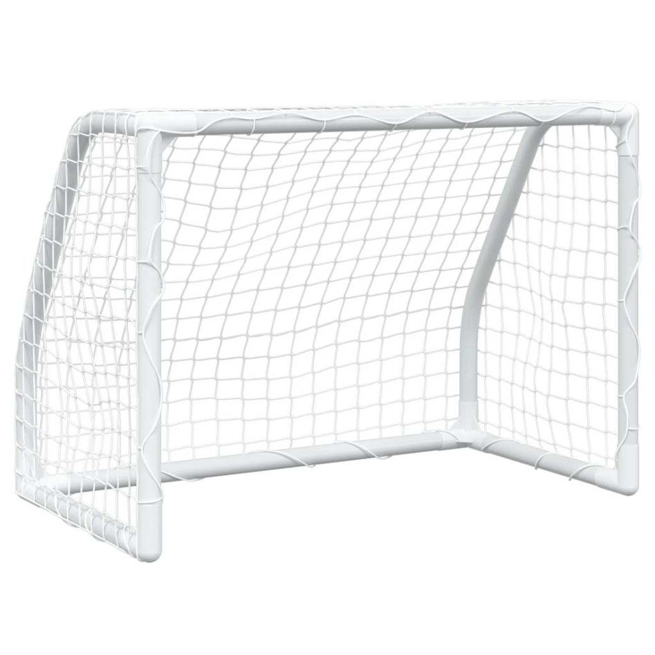 Porterías fútbol niños y balón 2 uds metal blanco 64x35x48