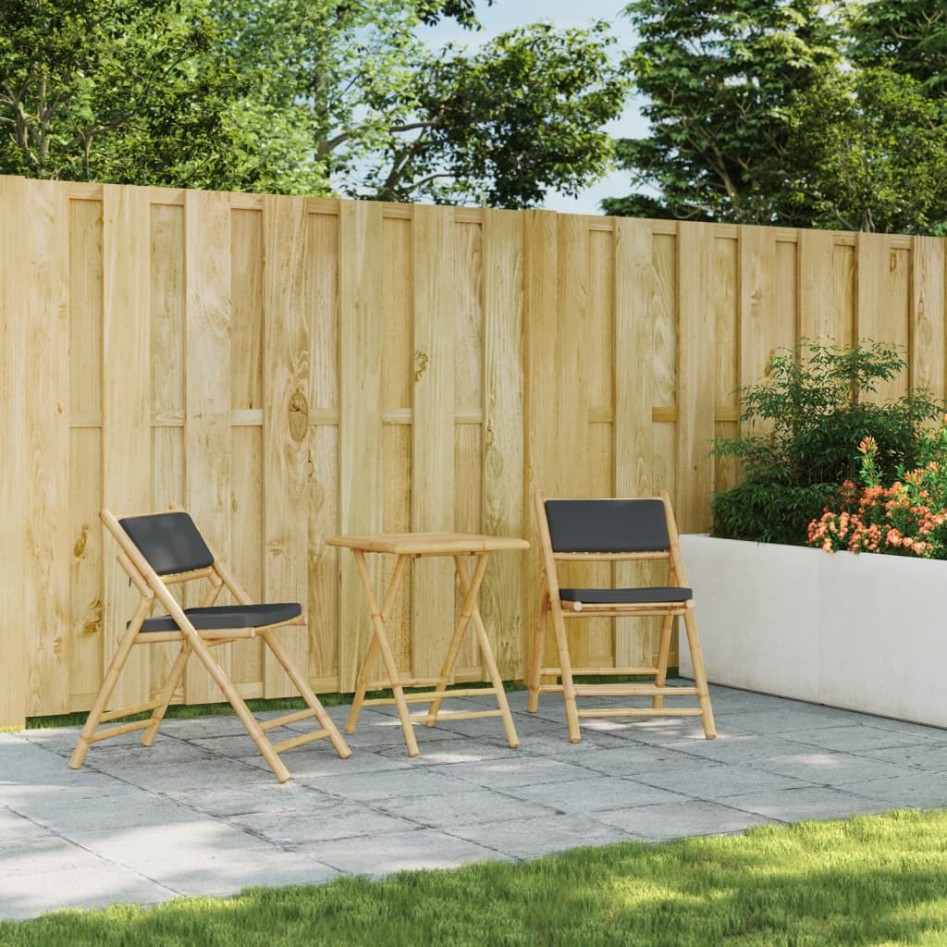 Mesa plegable de jardín de bambú 55x55x75