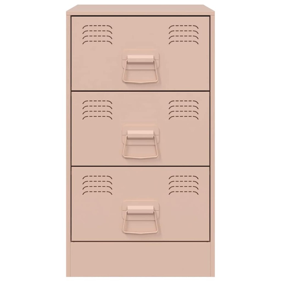 Mesita de noche acero rosa 34,5x39x62