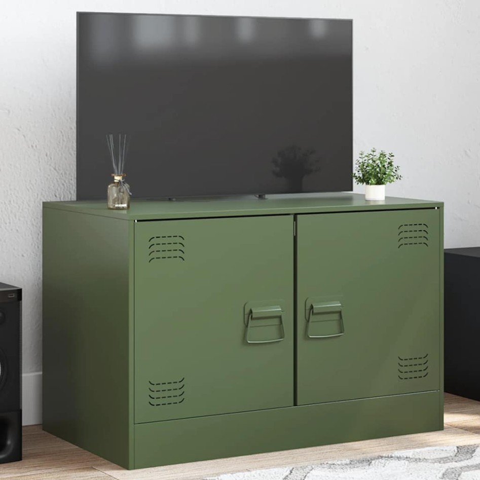 Mueble para TV de acero verde oliva 67x39x44