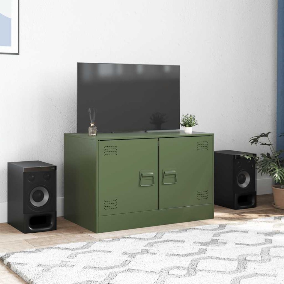 Mueble para TV de acero verde oliva 67x39x44