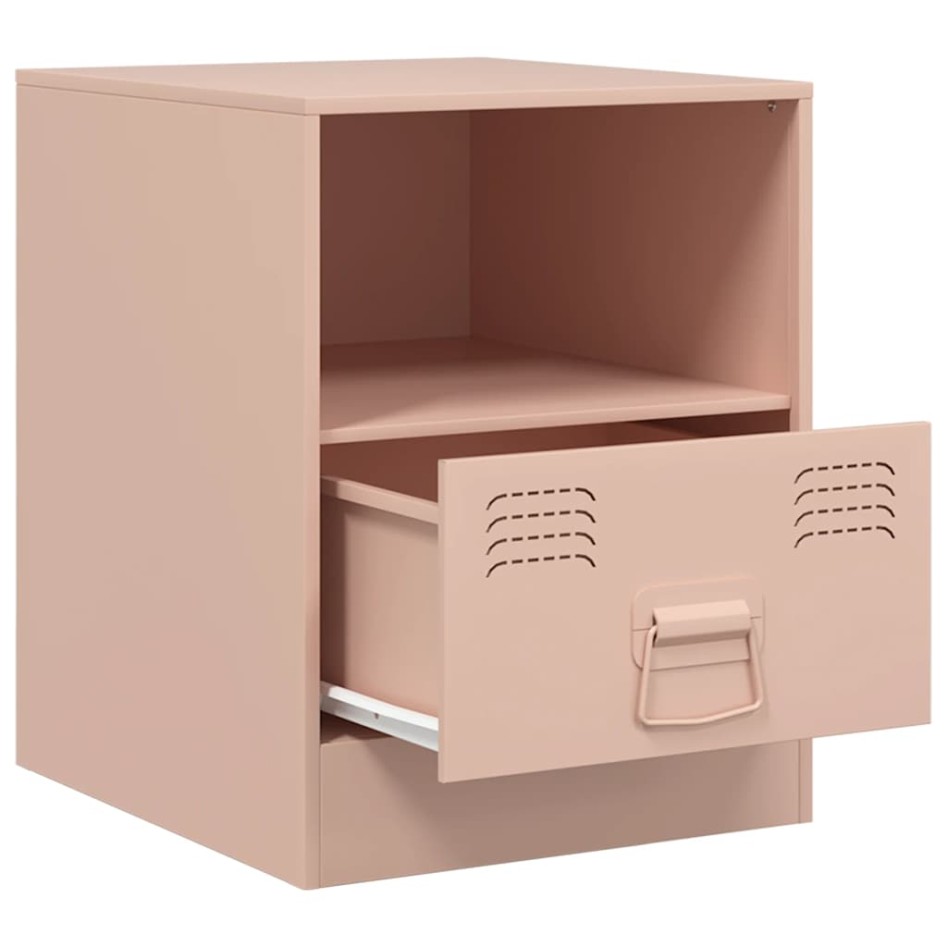 Mesitas de noche 2 unidades acero rosa 34,5x39x44