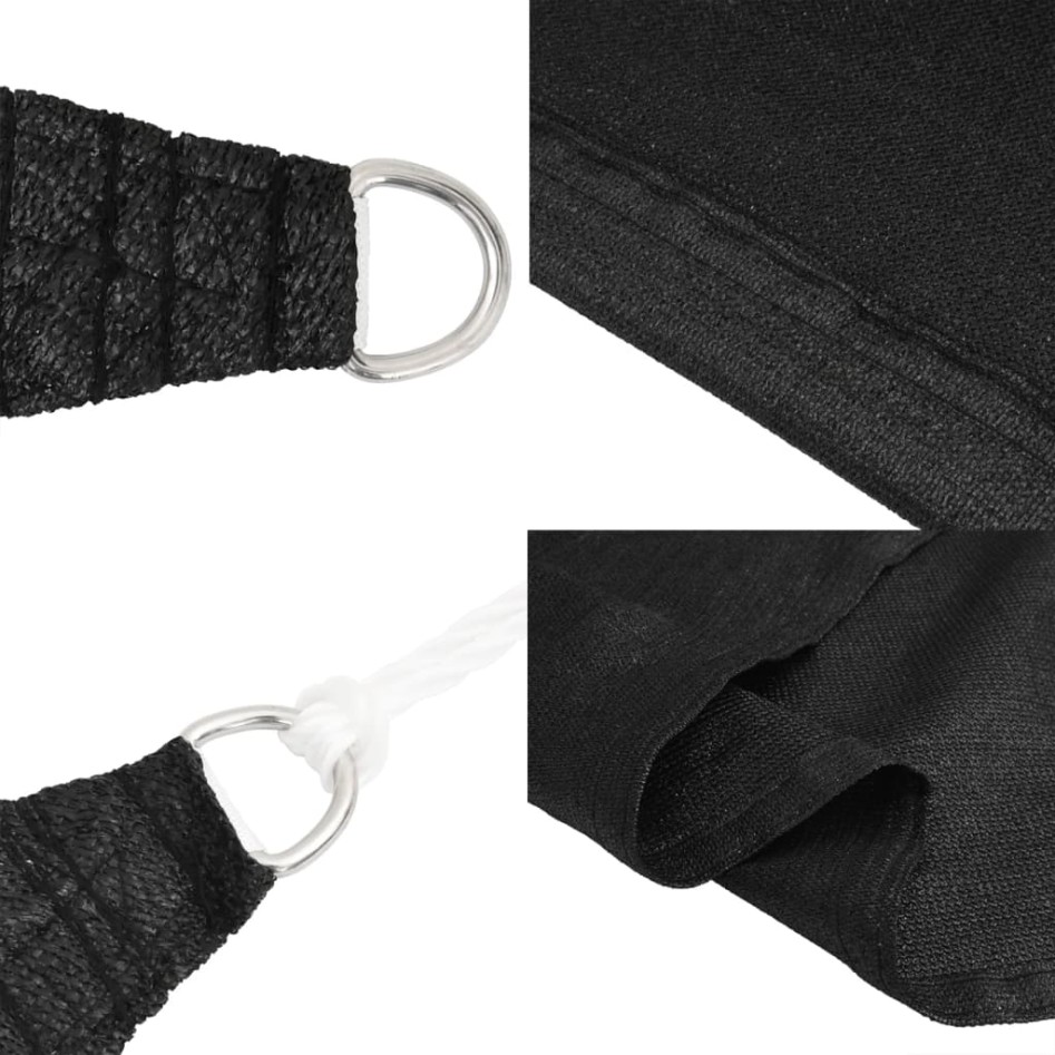 Toldo de vela rectangular HDPE negro 160 g/m² 6x8