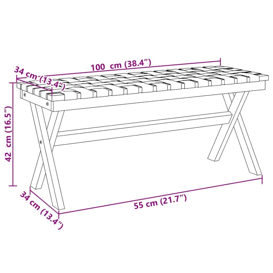 Banco de jardín madera maciza de acacia y tela