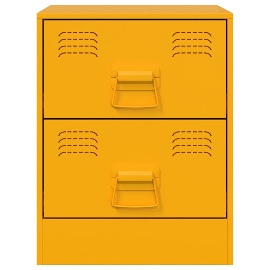 Mesitas de noche 2 unidades acero amarillo 34,5x39x44