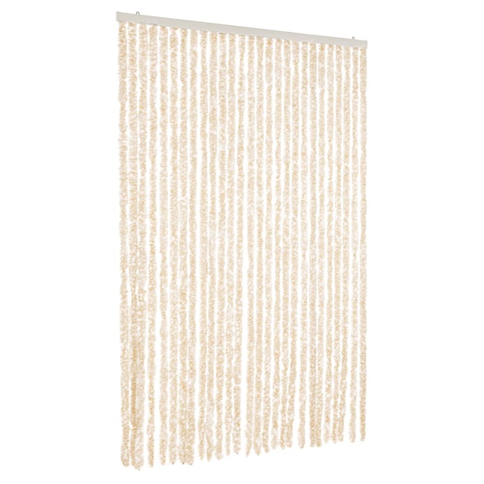 Cortina antimoscas chenilla beige y blanco 118x220