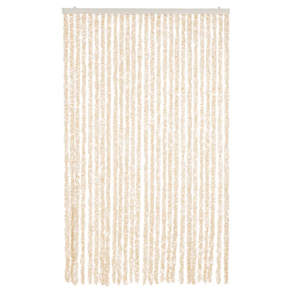 Cortina antimoscas chenilla beige y blanco 118x220