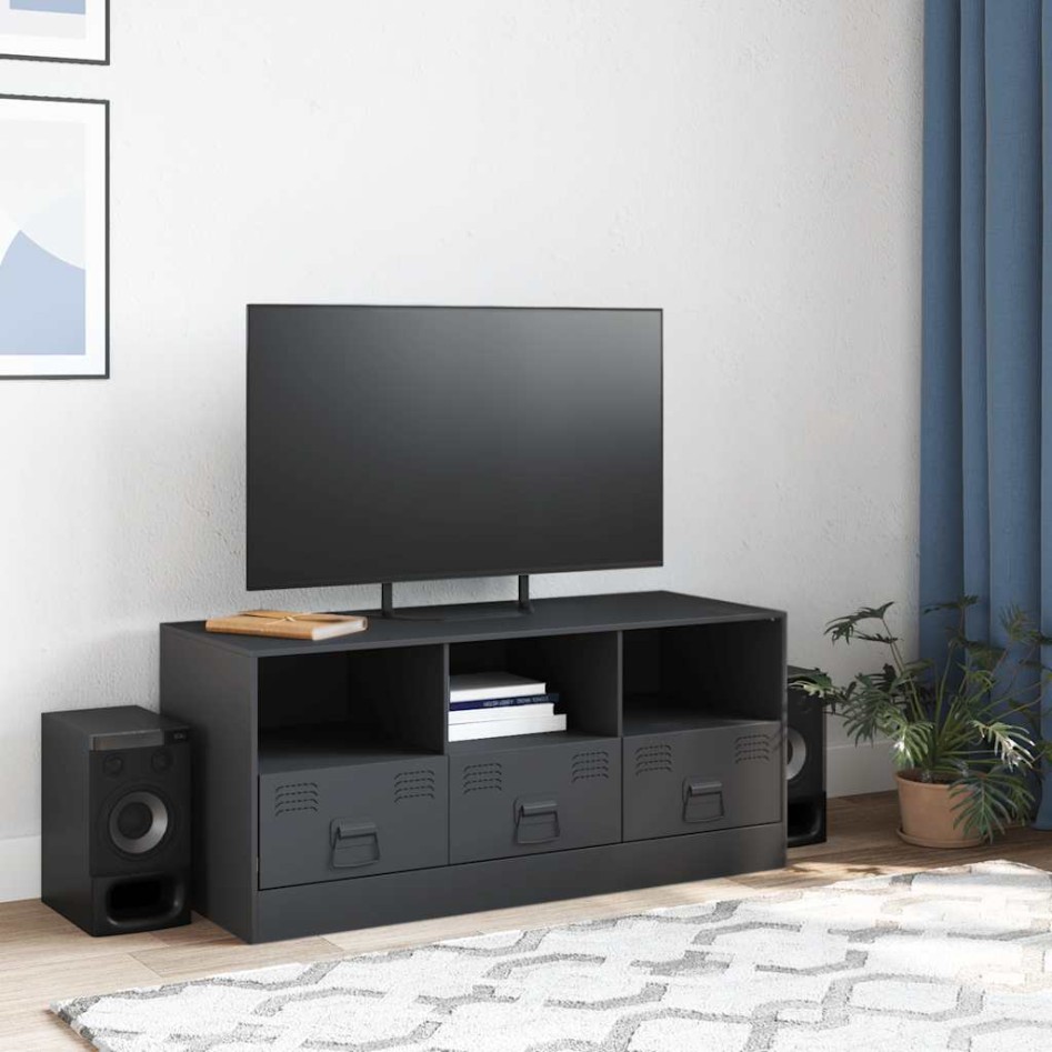 Mueble para TV de acero gris antracita 99x39x44