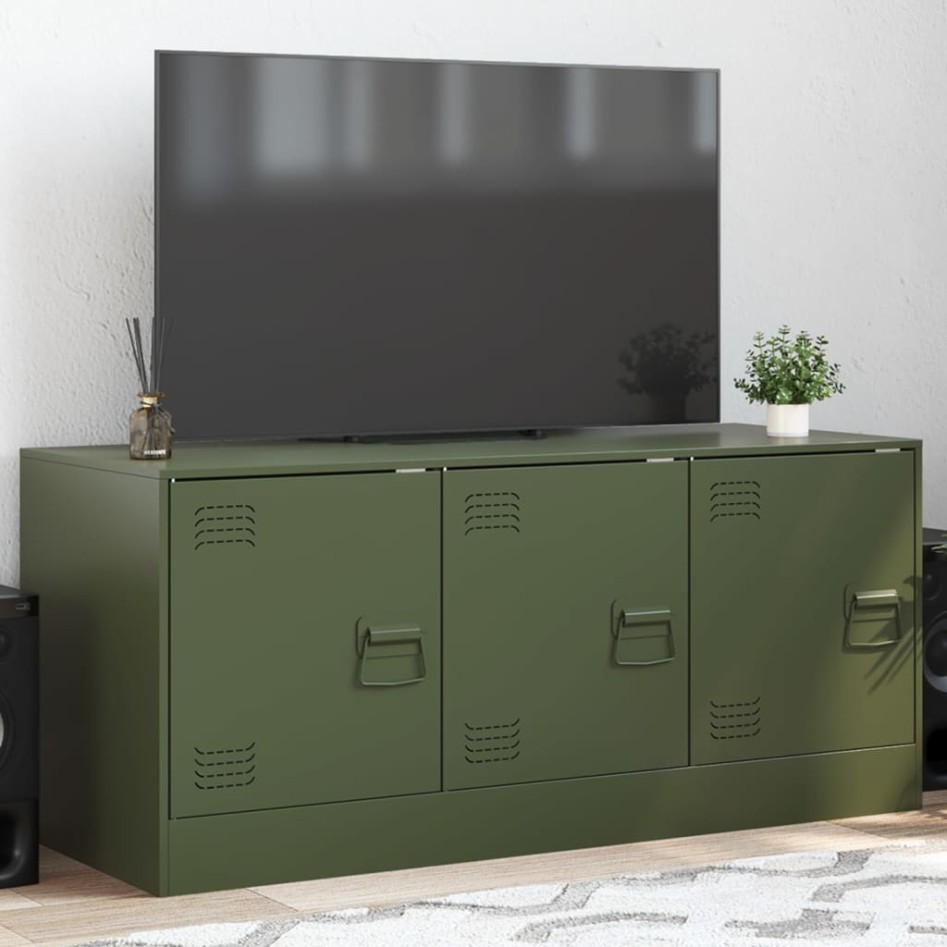 Mueble de TV de acero verde oliva 99x39x44