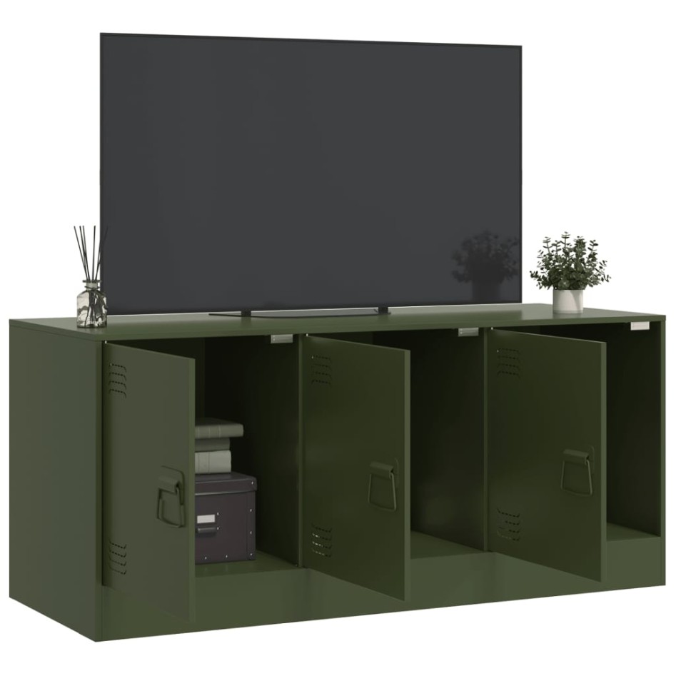 Mueble de TV de acero verde oliva 99x39x44