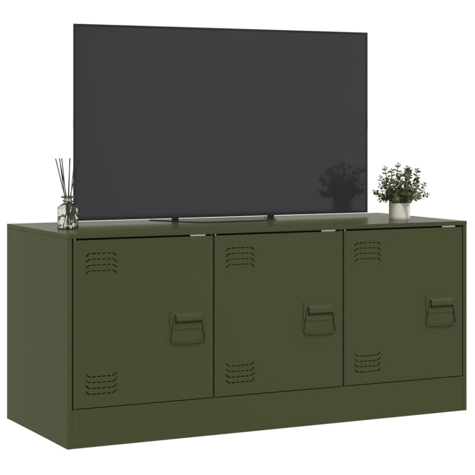Mueble de TV de acero verde oliva 99x39x44