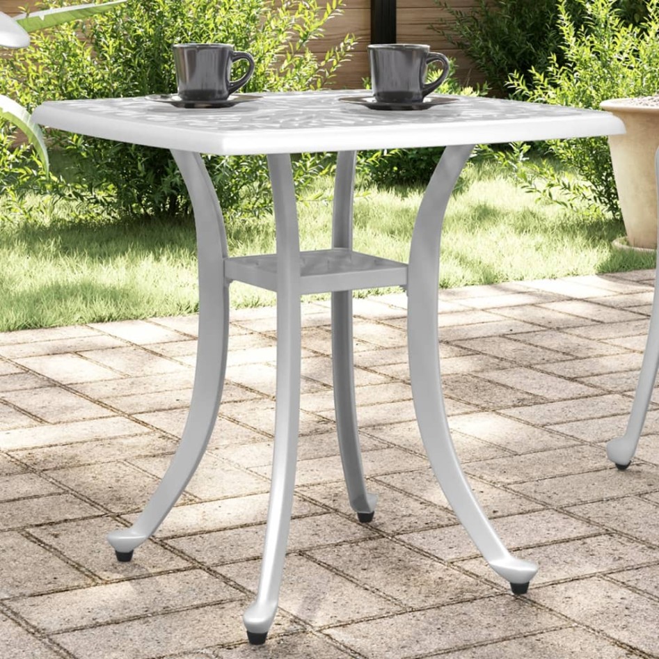 Mesa de jardín aluminio fundido blanco 53x53x53