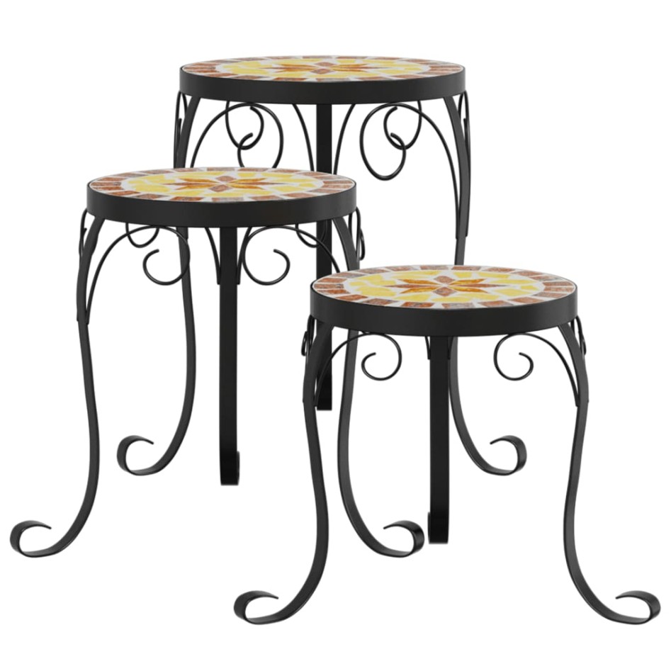 Soportes para plantas 3 uds cerámica terracota y