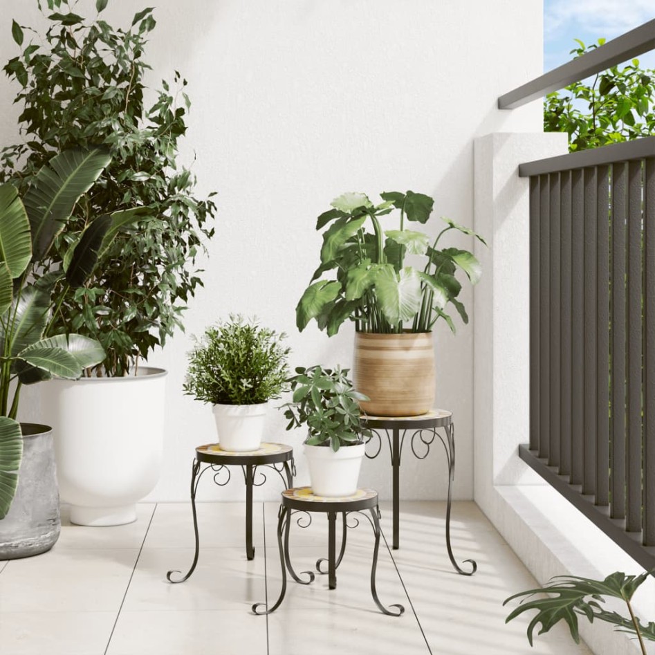 Soportes para plantas 3 uds cerámica terracota y