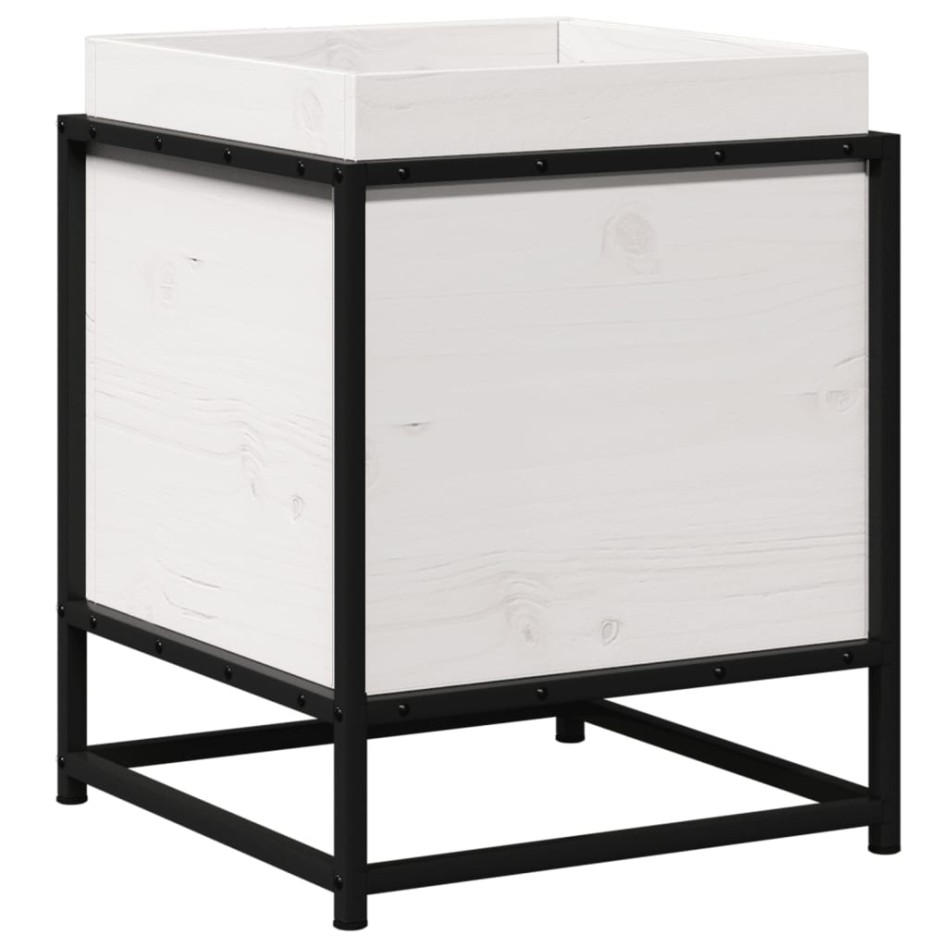 Jardinera de madera maciza de pino blanca 40x40x50