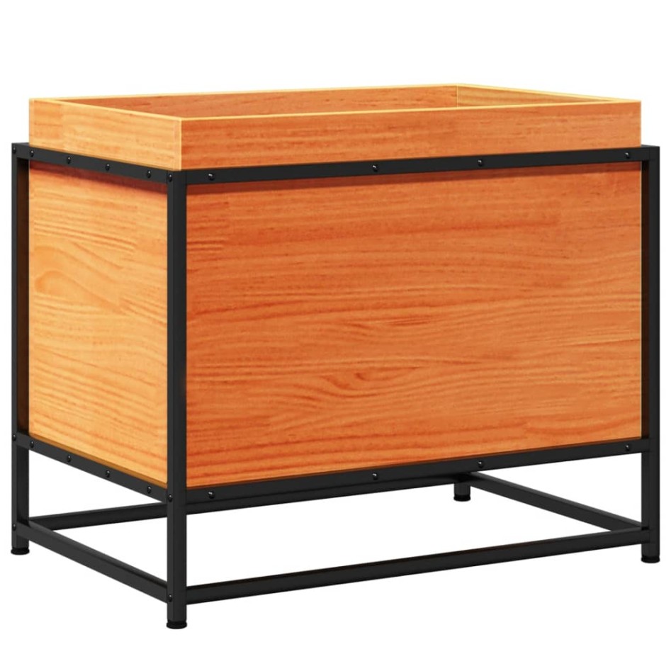 Jardinera de madera maciza pino marrón cera 60x40x50