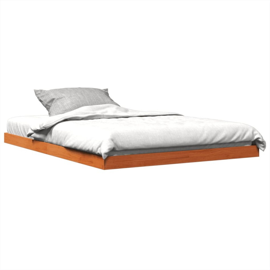 Estructura de cama sin colchón madera maciza marrón 135x190