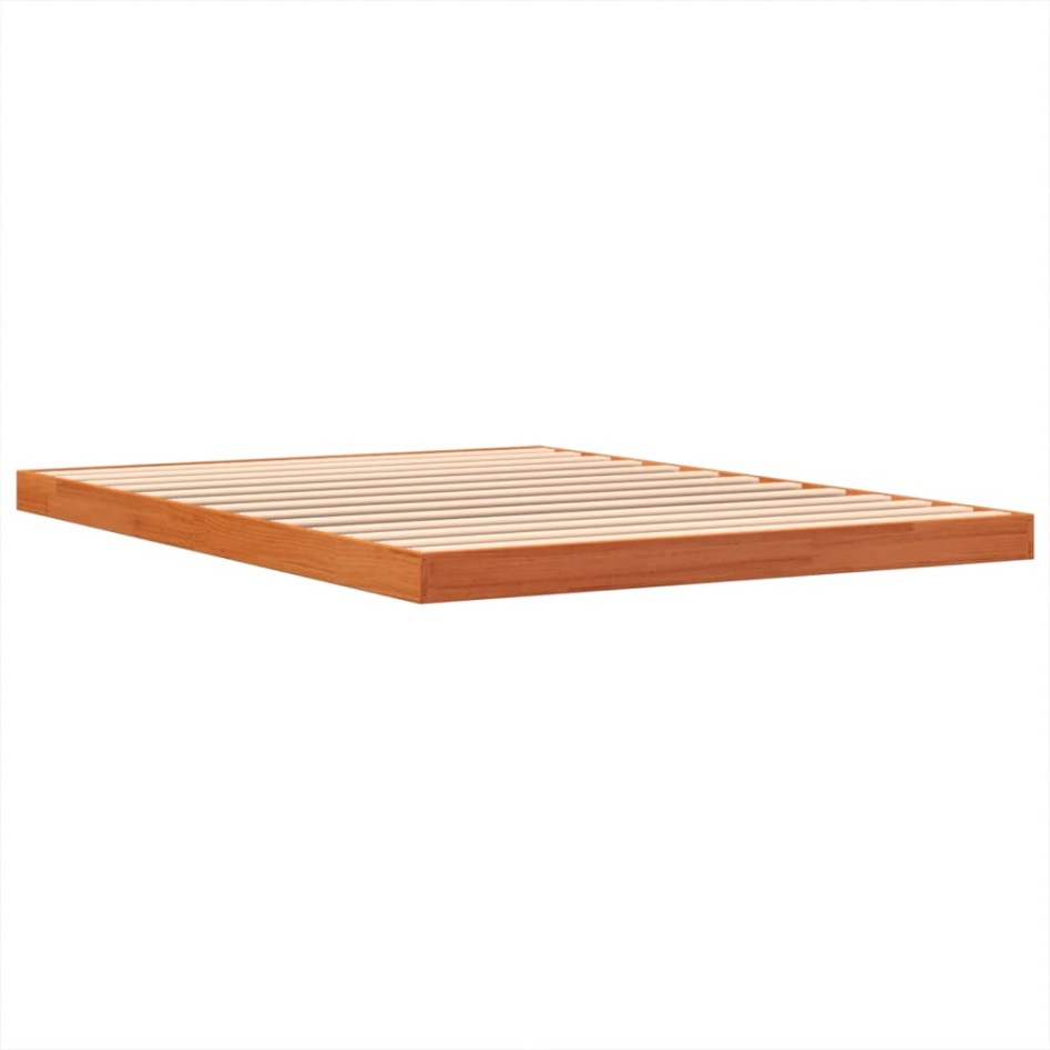 Estructura de cama sin colchón madera maciza marrón 135x190