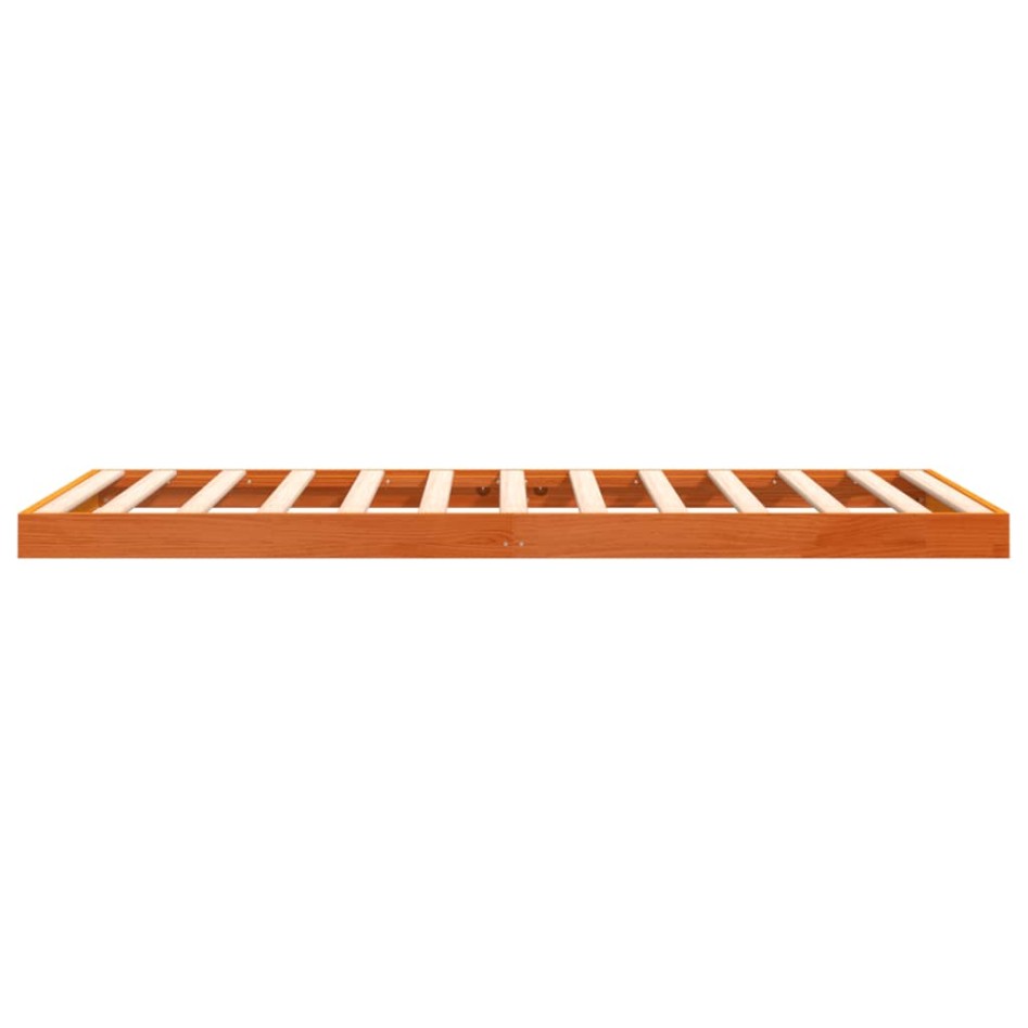 Estructura de cama madera maciza de pino marrón cera 90x190