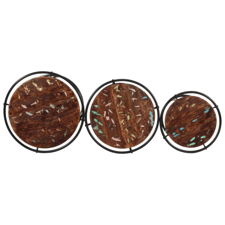 Mesas apilables 3 piezas madera maciza