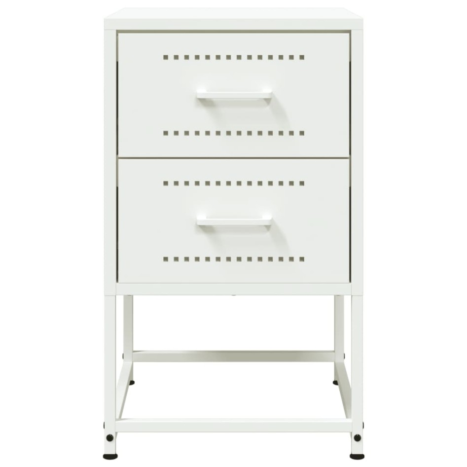Mesita de noche de acero blanco 36x39x60,5