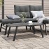 Mesa de jardín acero recubrimiento en polvo negro 90x45x35