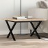 Mesa de centro marco X madera maciza pino y acero 60x60x40