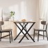 Mesa de comedor marco X madera maciza pino y acero 90x90x75
