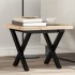 Mesa de centro marco X madera maciza pino y acero 50x50x35,5