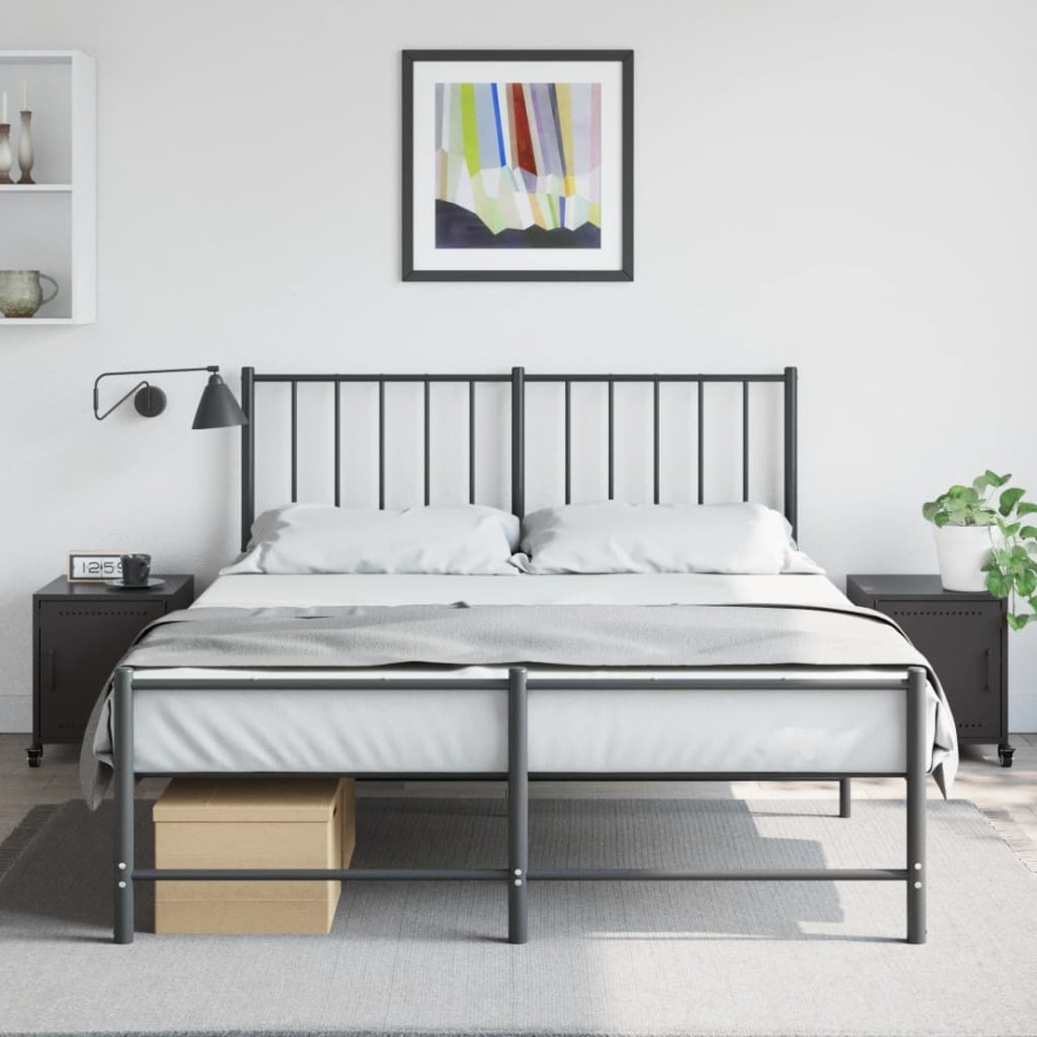 Mesitas de noche 2 uds acero negra 36x39x43,5