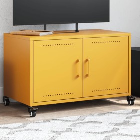 Mueble TV acero laminado en frío amarillo mostaza 68x39x43,5