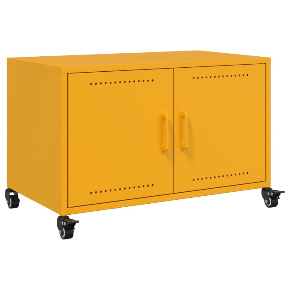 Mueble TV acero laminado en frío amarillo mostaza 68x39x43,5